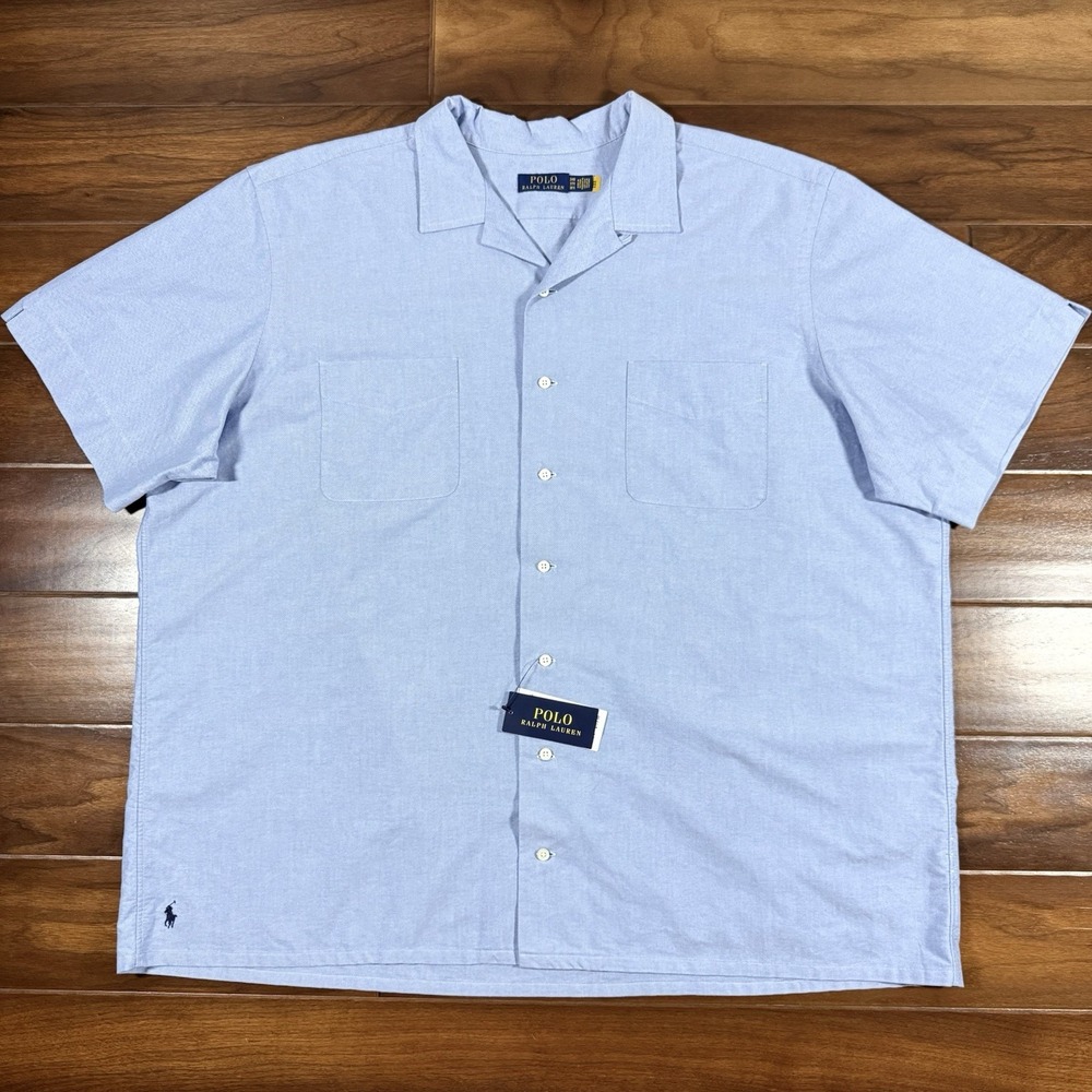 Polo Ralph Lauren Men's Size 3XLT Blue Oxford Camp Button Up Shirt S/S‎